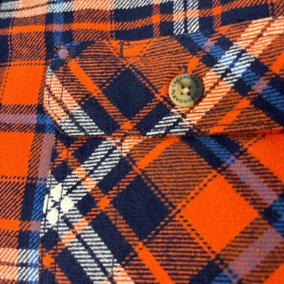 Legendary Mens XLT Orange Blue Plaid Fleece Lined Long Sleeve Shacket w/ Pockets - Picture 3 of 6